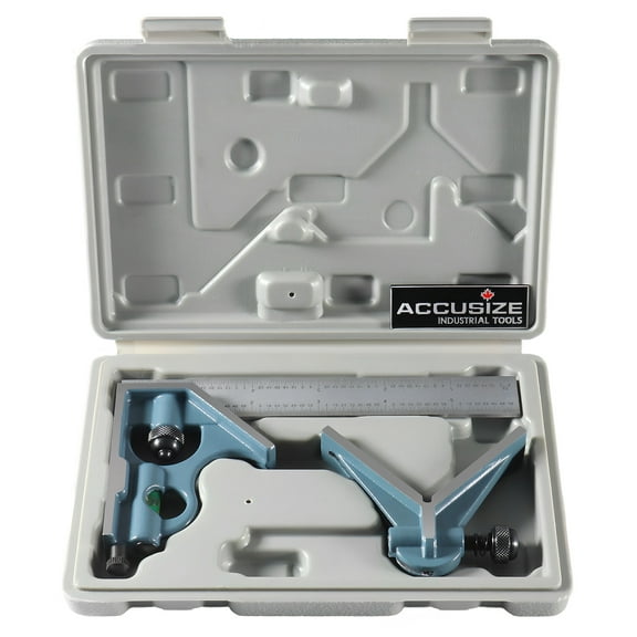 Accusize 6'' 3 Pc Combination Square Ruler Set Protractor Satin, 4-R Graduation, 0000-8100