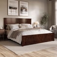 thumbnail image 1 of Naples King Wood Low Profile Platform Bed with Matching Footboard in Walnut, 1 of 13