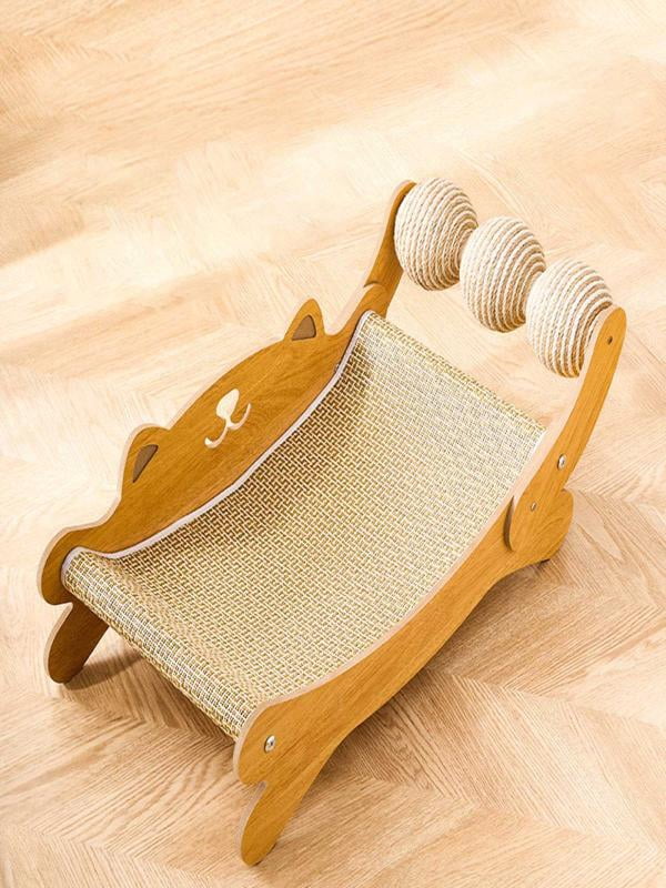 3 - in - 1 Cat Scratcher Bed with Natural Sisal, Large Indoor Cat Hammock & Scratching Post, Wooden Furniture for Scratching, Napping & Play, Toy - Included