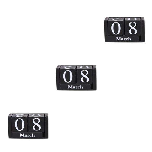 Calendario de letras Advancent de escritorio Vintage bloque de cubo Madera Color Blanco Negro Azul Rosa