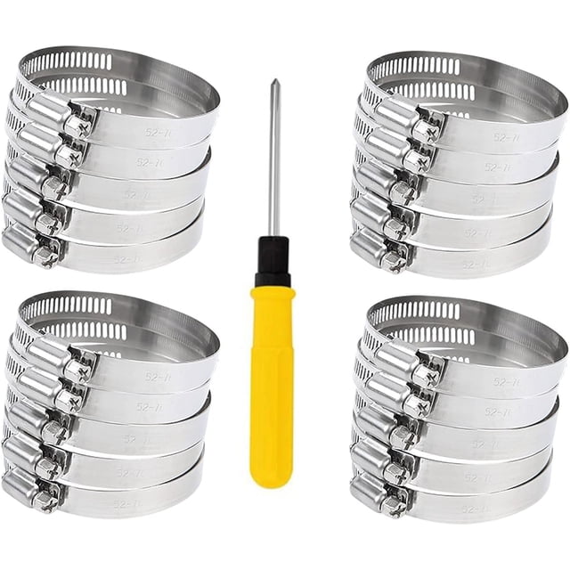 Stainless Steel Pool Hose Clamps (27mm - 50mm) 1-2 inch for Replacement Hose for Above Ground Pools (20 PCS)