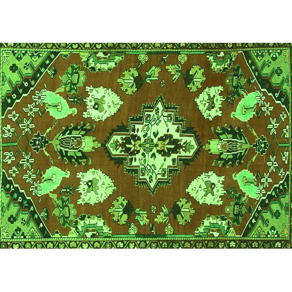 Ahgly Company Indoor Rectangle Persian Green Traditional Area Rugs, 8' x 12'
