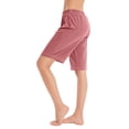 thumbnail image 1 of Plebaso Knee Length Shorts for Women Drawstring Lounge Long Shorts Summer Athletic Shorts with Pockets, 1 of 4