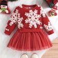 thumbnail image 2 of Zhuashum Girl Dress 3-4 Years Toddler Children Christmas Long Sleeve Snowflake Prints Dresses Xmas Round Neck Festival Clothes Retro Clothes Red, 2 of 7