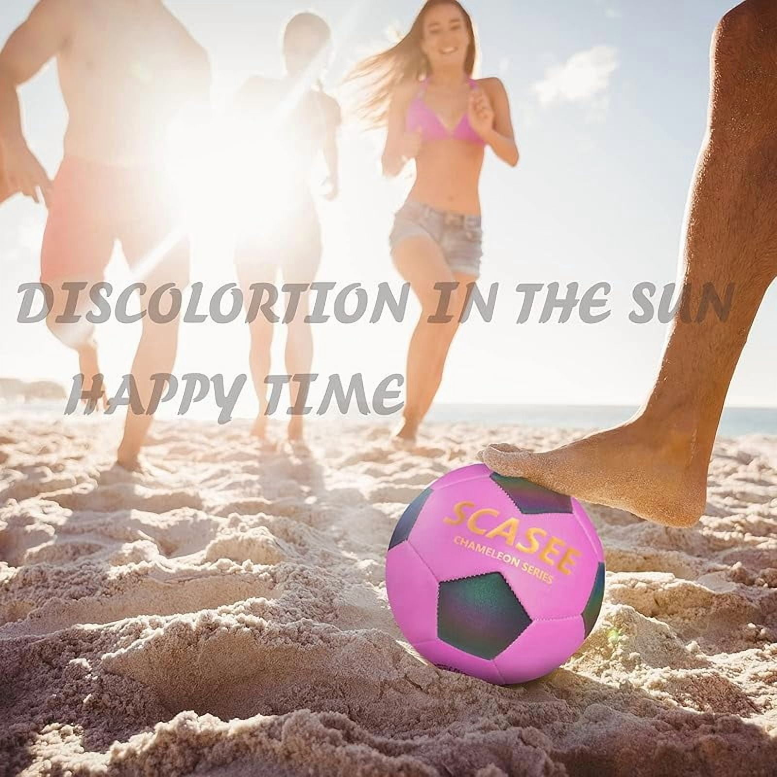 Glow Soccer Ball-Flash Holographic Reflective and Leather Size 4 & Size 5 Soccer Balls (Adult/PRO)-Discoloration in The Sun-Gifts for Men Women Indoor Outdoor Soccer Training