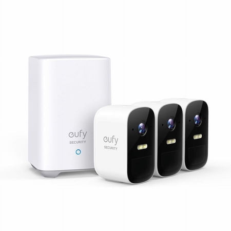 eufy Security, eufyCam 2C 3-Cam Kit, Security Camera Wireless Outdoor, Home Security System, HomeKit Compatibility, 1080p HD, IP67, Night Vision, Motion Only Alert, No Monthly Fee