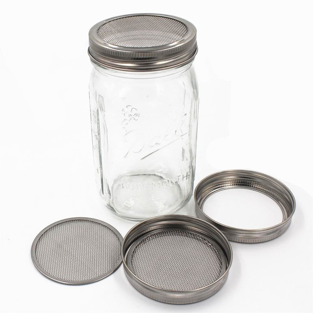 Great for Making Organic Sprout Seeds Pack 4 Silver Stainless Steel Sprouting Lids for Wide Mason Jars