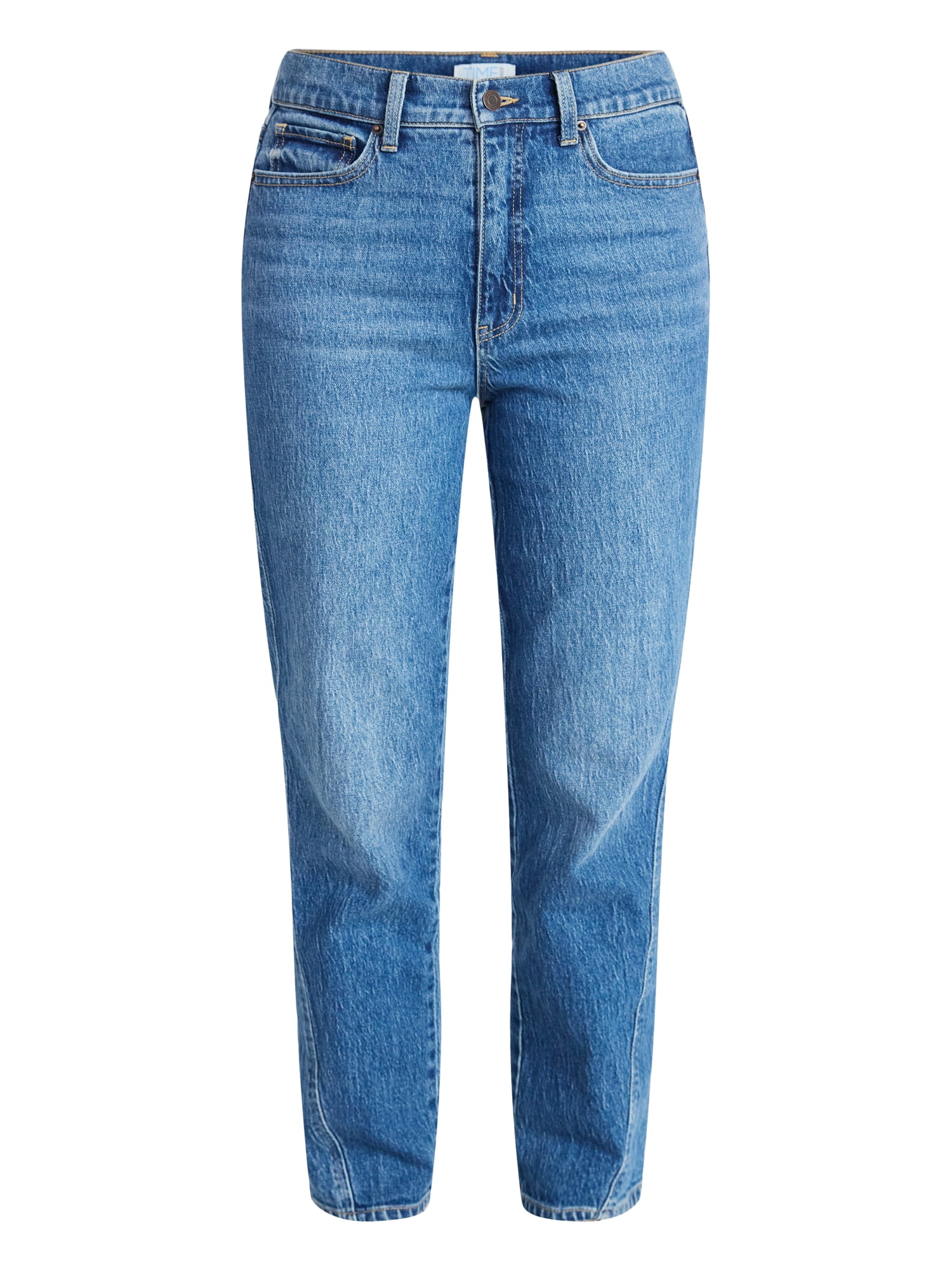 Time and Tru Women's High Rise Relaxed Straight Leg Jeans, 30" Inseam, Sizes 0-22