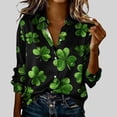 thumbnail image 1 of TaTaai Ladies Fashion St. Patrick's Day Long Sleeve Shirt Printed Round Neck Casual Blouse Lightweight Soft Polyester Top for Daily Party Work Vacation All Seasons Wear Gift, 1 of 5