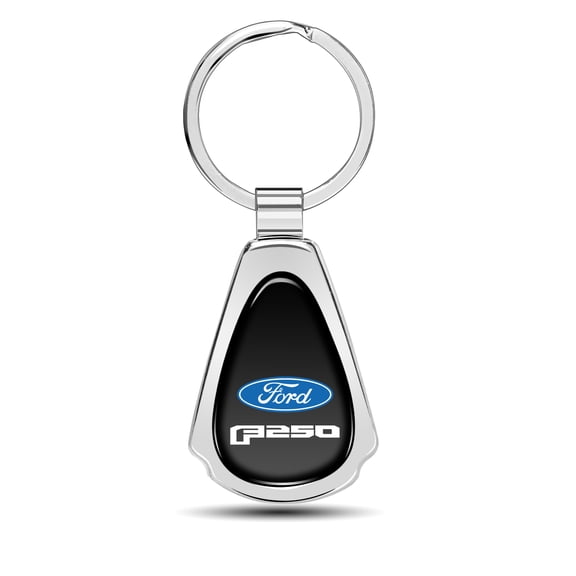 Ford F250 Black Dome Chrome Metal Teardrop Key Chain