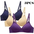 thumbnail image 2 of ATOYSOY 3 Pack Everyday Bra Solid Color Bow Workout Push Up Bralette Underwear Teens Breathable Comfort Bra Wireless Small Cup XL, 2 of 6