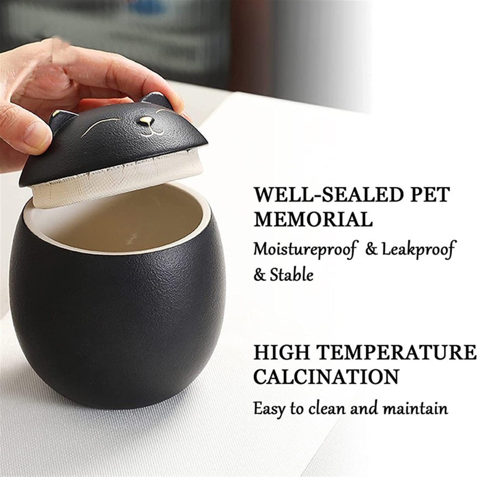 Cat Shape Urn For Pet Ashes Cat Shape Memorial Cremation Urns Handcrafted Black Decorative Urns For Funeral Cat Urn