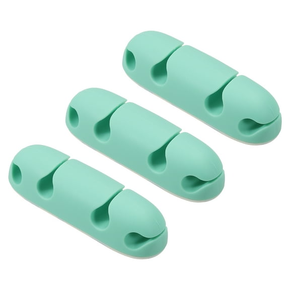 3pcs Cable Clips Cord Organizer for Desk, 4 Slots Silicone Adhesive Cord Holders Organizer Cable Management, Green