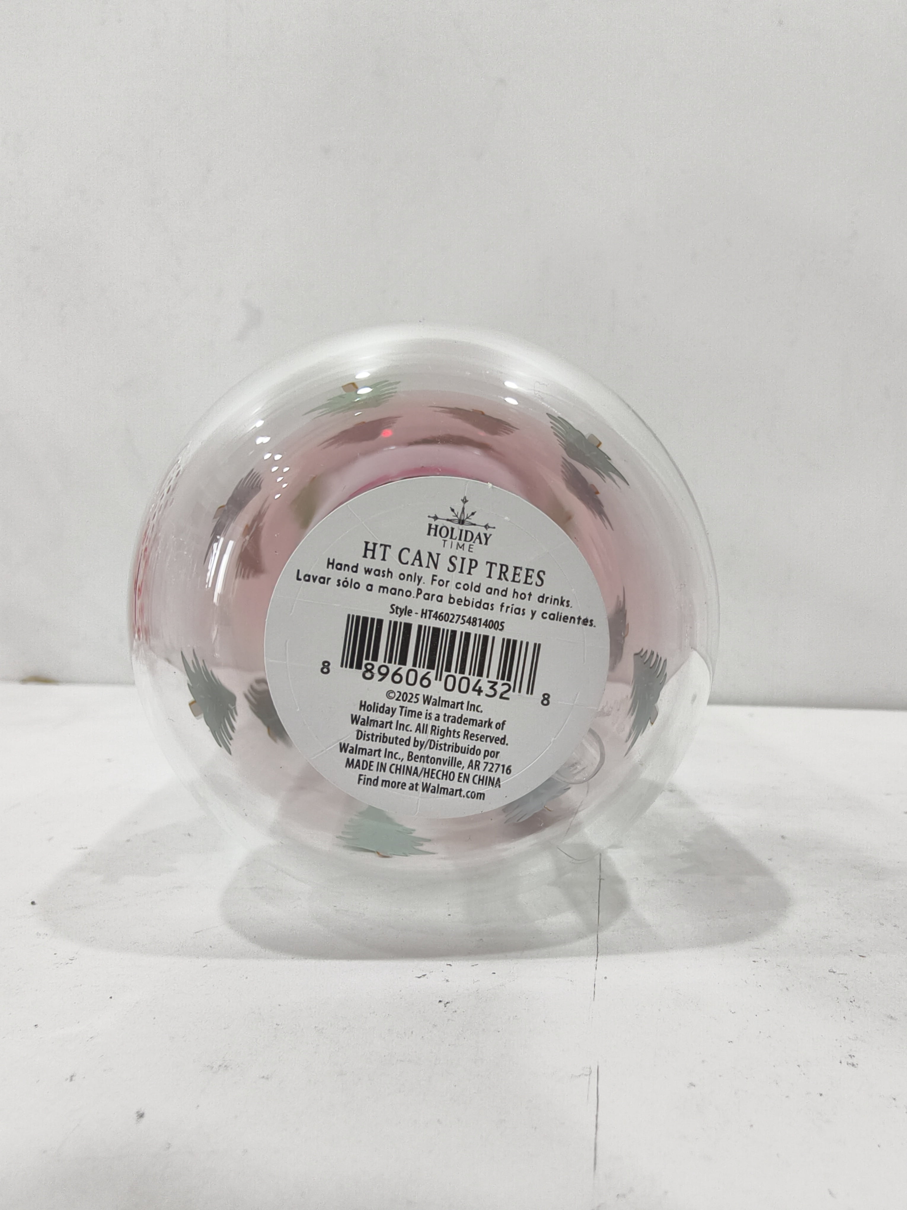 Christmas Trees Can Sipper Glass with Lid 20 OZ Holiday Time