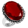 thumbnail image 1 of 925 Sterling Silver Ring For Women - Girls Red Ruby Simulated Gemstone Silver Ring Size 8.5 July Birthstone Handmade Silver Ring Size 8.5 Halloween Gift For Women 925 Silver Gemstone Jewelry, 1 of 5