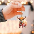 thumbnail image 2 of Christmas Ornaments Highland Cow Decor Christmas Tree Decorations Cute Acrylic Cow Pendants Cartoon Cow Decorative, 2 of 6