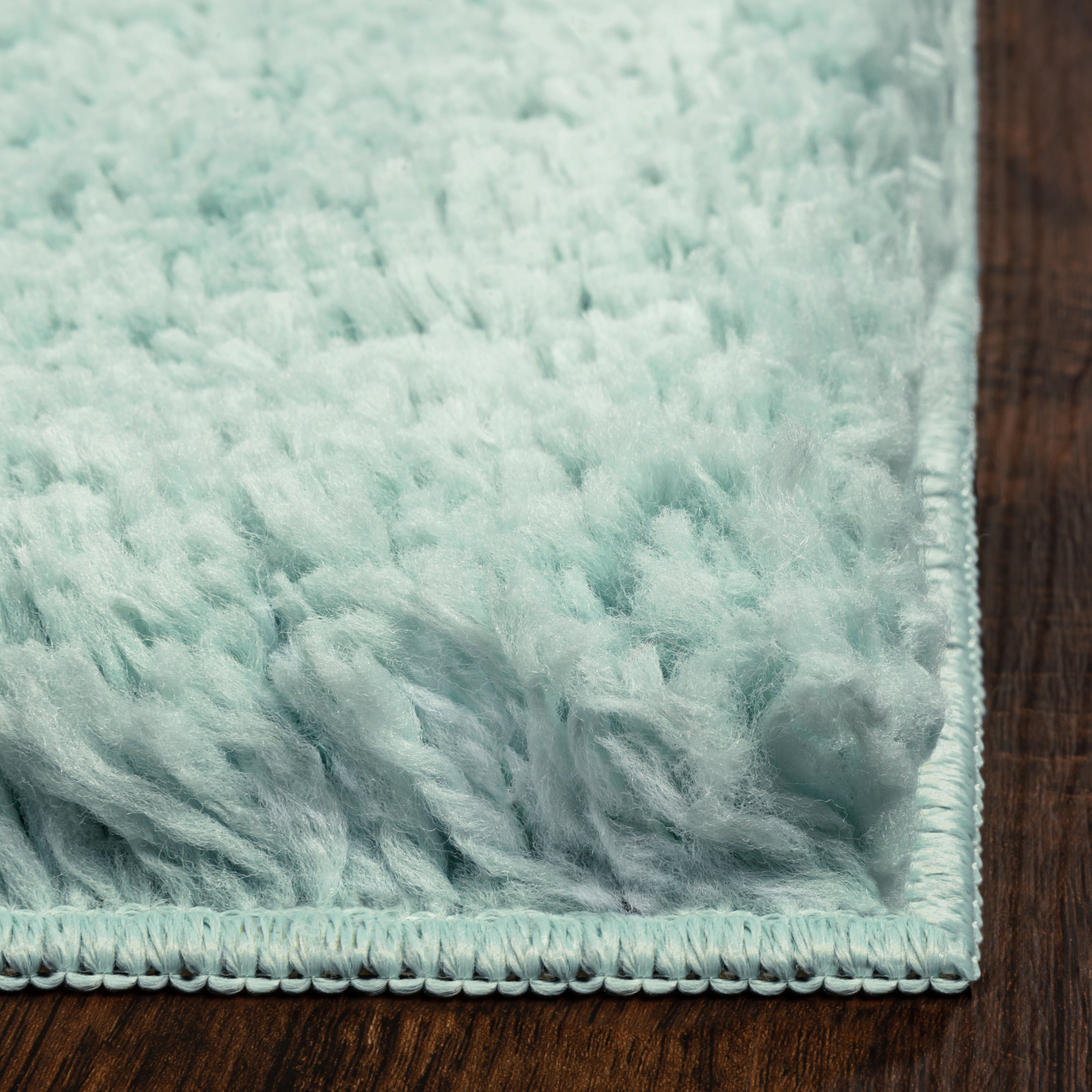 Mainstays Solid Plush Transitional Aqua Shag Indoor Area Rug, 3'x4'8"