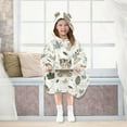 thumbnail image 7 of Dailycode Wearable Blanket Hoodie Oversized Sherpa Flannel Blankets with Pocket for 3-14 Year Old Cute Bear with Wreath, 7 of 7