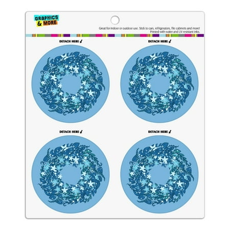 

Winter Wreath Flowers Blue Refrigerator Fridge Locker Vinyl Circle Magnet Set