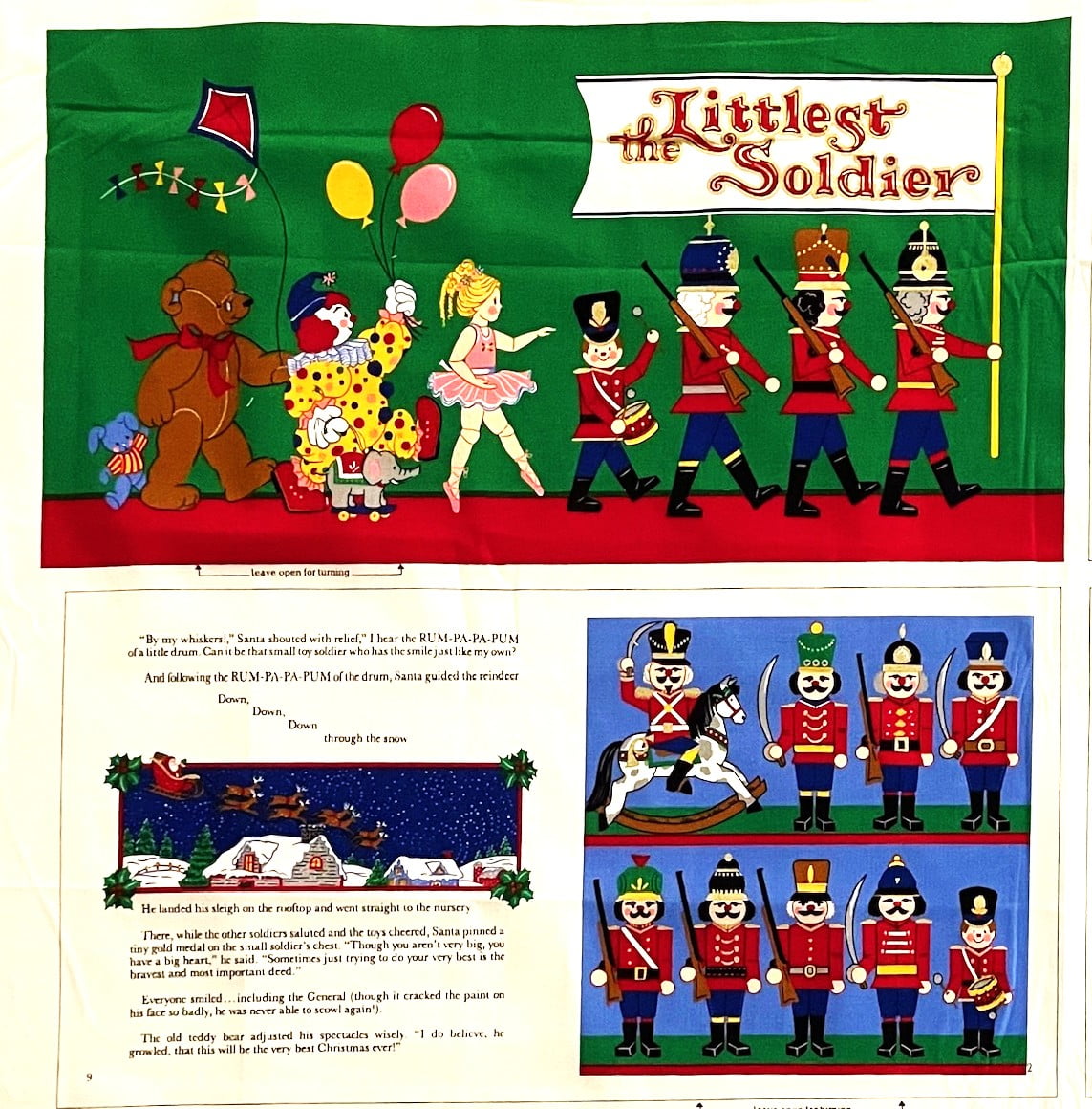 1 Panel - Littlest Soldier Christmas Soft Book Cotton Panel - Percy Gordon & More (Great for Craft Projects, Quilting, Sewing & More) 36” X 44” Wide