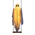thumbnail image 2 of Linnome Solar Powered Swinging Ghost Halloween Decor, Waterproof Lighted Hanging Ghost Ornament, Indoor Outdoor Yard Porch Tree Hanging Fall Halloween Party Ornament(without Remote Control), 2 of 7