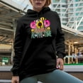 thumbnail image 2 of God Is Good All the Time Quote with Sunflower & Flowers Art Merch Gift, Black Hooded Sweatshirt or Hoodie, 3XL, 2 of 5