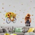 thumbnail image 2 of Adhesivo de pared con forma de girasol, bicicleta, niña, mariposas, PVC, 74 x 156 cm, 2 of 4