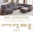 thumbnail image 3 of Modern Gray Corduroy Modular Sofa for Living Room &amp; Lounge Spaces | 8-Seat Combination Couch with USB Charging Ports, High-Density Foam, Solid Wood Frame, 106" W, 3 of 4