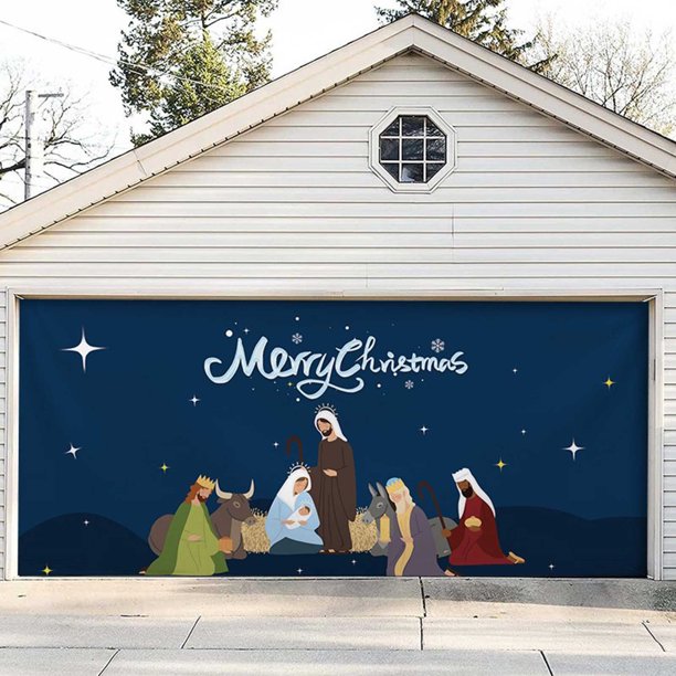 Fiudx Ofertas De La Semana Decoración Navideña Para Puerta De Garaje, Cubierta Navideña Para Puerta De Garaje, Mural Grande Para Puerta De Garaje De Feliz Navidad, Pancarta Navideña Colgante Para Est