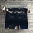 thumbnail image 2 of Ambesonne Galaxy Quilted Coverlet 3 Pcs, Galaxy Solar Adventure, King Size, Blue White, 2 of 2