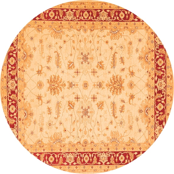 Ahgly Company Indoor Round Oriental Orange Traditional Area Rugs, 3' Round