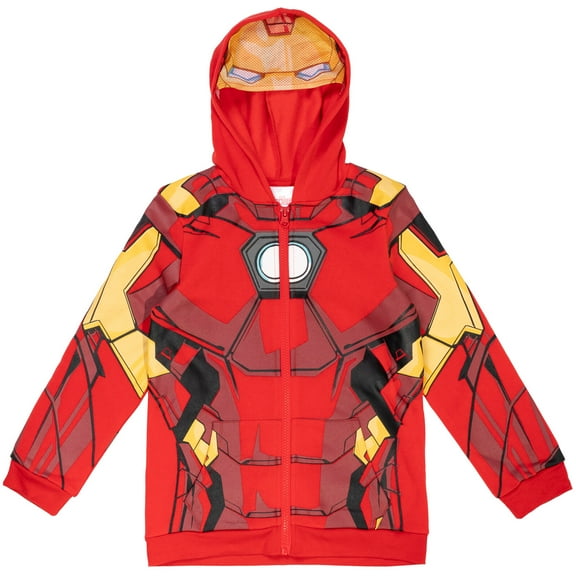Marvel Avengers Iron Man Little Girls Fleece Zip Up Hoodie Little Kid to Big Kid