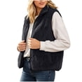 thumbnail image 2 of ClodeEU Women's Stand Collar Zip Up Fleece Vest,Sleeveless Sherpa Gilet Casual Warm Waistcoat With Pockets ,Women's Plus L, 2 of 9