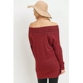 thumbnail image 3 of Off Shoulder Long Sleeve Maternity Solid Knit Tunic Top, 3 of 3