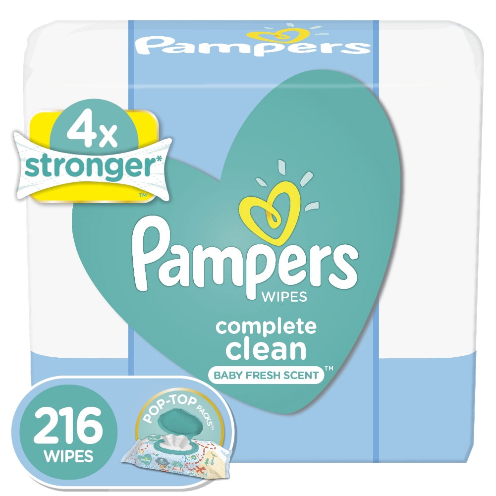 Pampers Baby Wipes, Complete Clean Scented, 3X Pop-Top Packs, 216 Ct