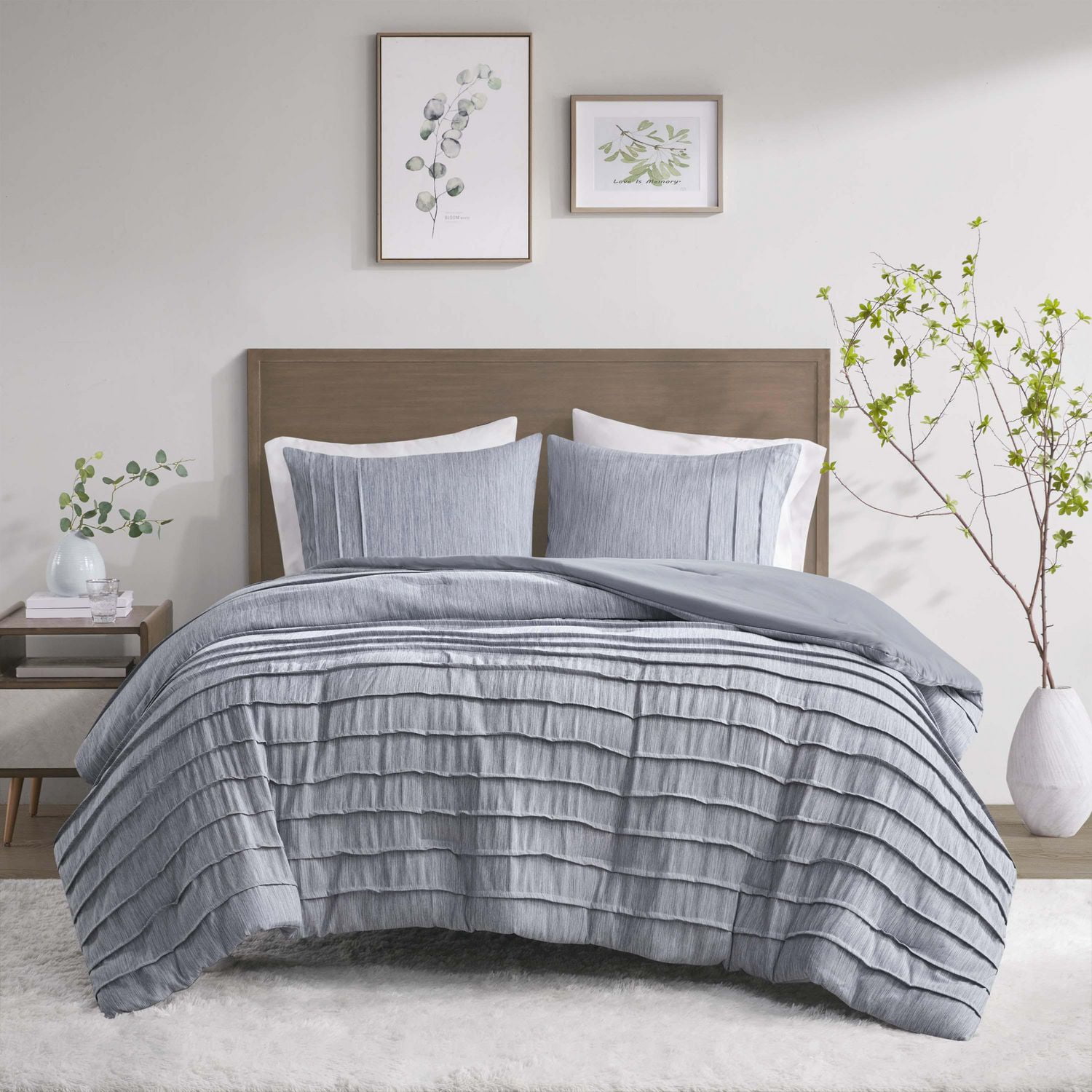Beautyrest Maddox 3 Piece Striped Seersucker Oversized Comforter Set