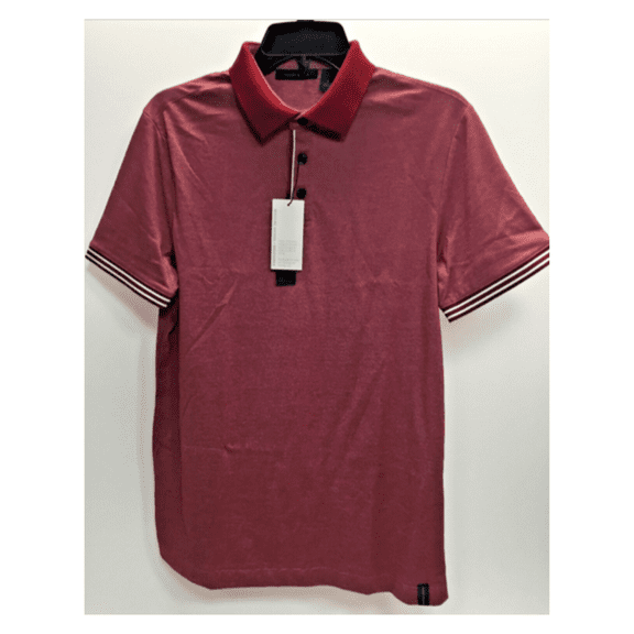 Perry Ellis Men's Regular Fit Short Sleeve Jersey Icon Polo, Rhubarb, S