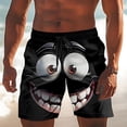thumbnail image 2 of FINALGANG Mens Funny Face Print Beach Shorts Casual Drawstring Waist Swim Trunks Quick Dry Lightweight Board Shorts For Summer Daily Wear Black XXL, 2 of 4