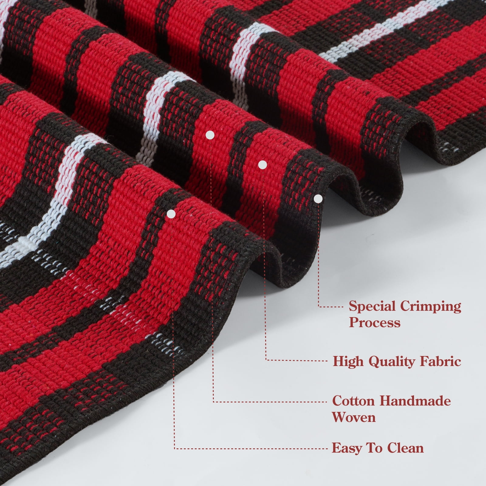 RUG ROBOT Buffalo Plaid Area Rug 27.5"x43", Washable Christmas Door Mat Indoor Outdoor Entrance Rug, Checkered Layering Rug for Kitchen Home Decor, Reversible Front Porch Rug, Red and Black/White
