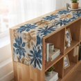 thumbnail image 6 of Navy Blue Brown 60 Inch Table Runner, Tropical Botanical Palm Leaves Vintage Farmhouse Dresser Scarf Cotton & Linen Tablerunner for Dining/Kitchen Island/Holiday Party Décor 13" x 60", 6 of 9
