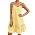 thumbnail image 2 of BRGZLK Stripe Dress for Womens Summer V-Neck Sleeveless Bohemian Beach Halter Dress Yellow L, 2 of 6