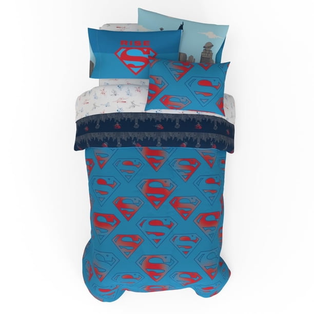 Juego de ropa de cama Franco Superman DC Comics para niños, tamaño doble