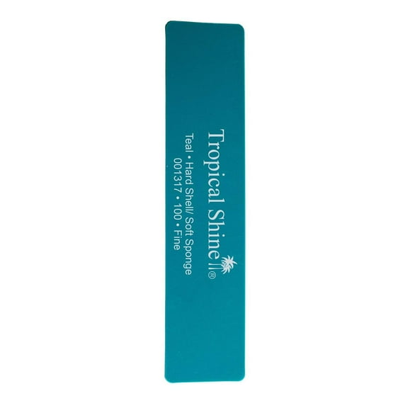 Tropical Shine Nail File Hard Shell Soft Sponge 100 Teal 5 in x 1-3/16 in
