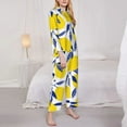 thumbnail image 4 of Bingfone Womens Pajama Sets Tropical Lemon Print,Long Sleeve Loungewear Pajamas Set-Small, 4 of 9