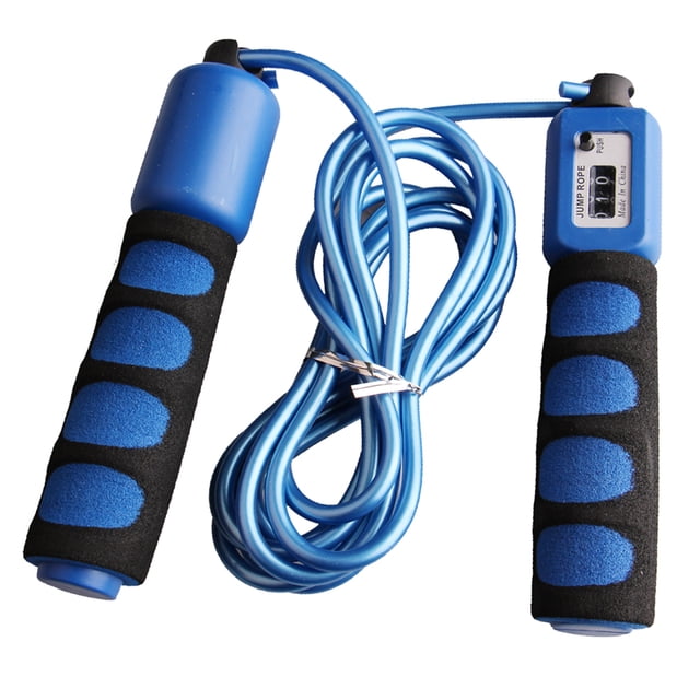 S SERENABLE Professional PVC Jump Skipping Rope with Counter and Anti-Slip Blue