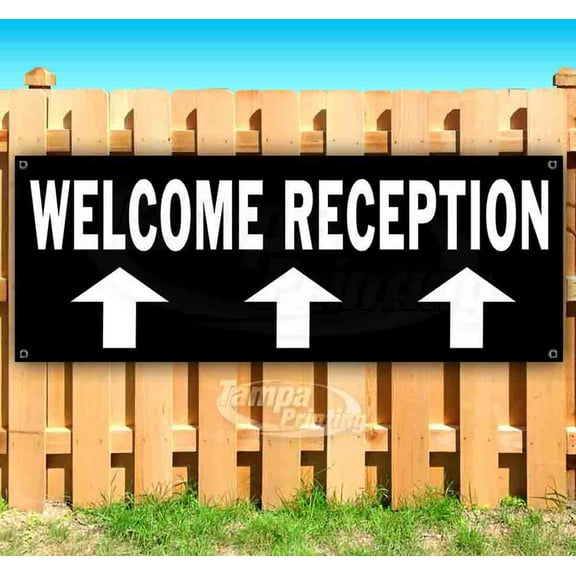 Welcome Reception 13 oz Vinyl Banner With Metal Grommets