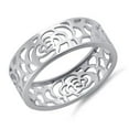 thumbnail image 2 of 925 Sterling Silver Oxidized Platinum Plated Flower Art Noveu Women Valentines Day Gifts Ring, 2 of 4
