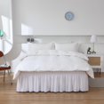 thumbnail image 2 of Wrap Around Bed Skirt Queen King Size, 16 Inch Drop Elastic Ruffled Bed Skirt, Microfiber Polyester Fabric, Fade Resistant, Easy Install Bed Skirting, White, 2 of 6