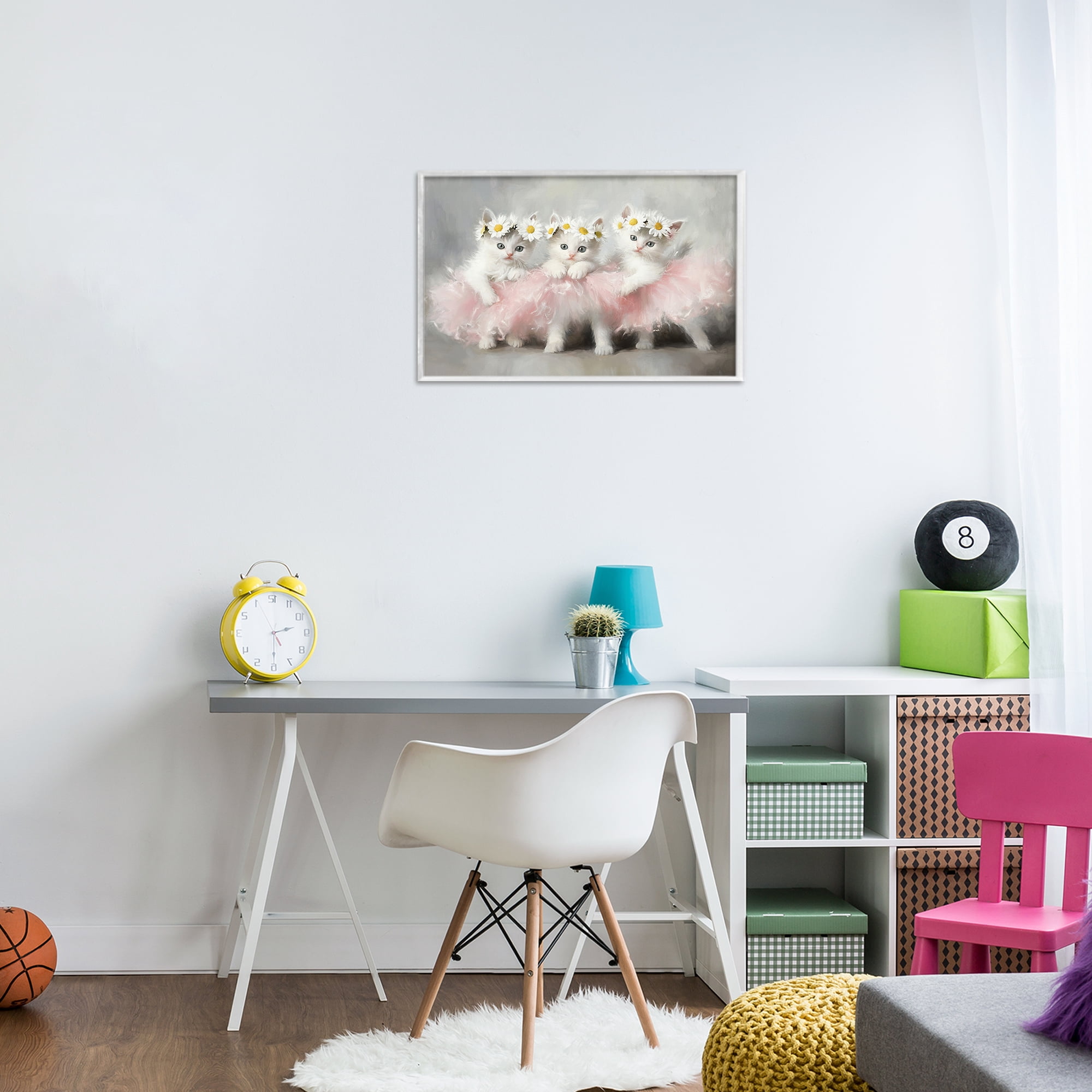 Stupell Industries Dancing Kittens in Tutus White Framed Giclee Art, design by Tina LeCour