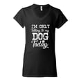 thumbnail image 2 of Wild Bobby I'm Only Talking to My Dog Today Dog Lover Women Standard V-Neck Tee, Black, Small, 2 of 5